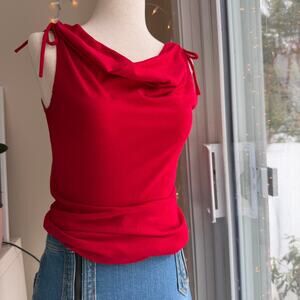 Red Cowl Neck Tank Top